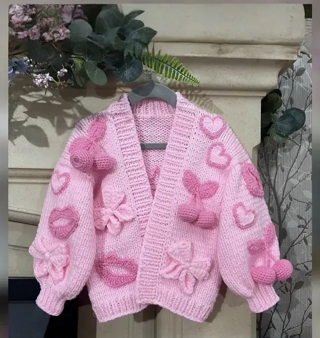 Örgülü Hırkalar Pembe